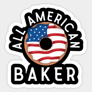 ALL AMERICAN BAKER PATRIOTIC 4TH OF JULY USA DONUTS BAKING Sticker